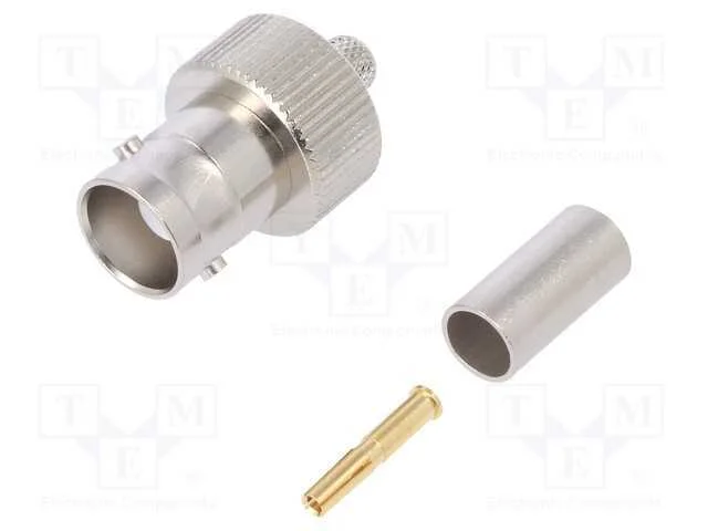Ficha, Bnc, Fêmea, Simples, 50o, Cerrar, com Cabo, Ptfe, Dourado
