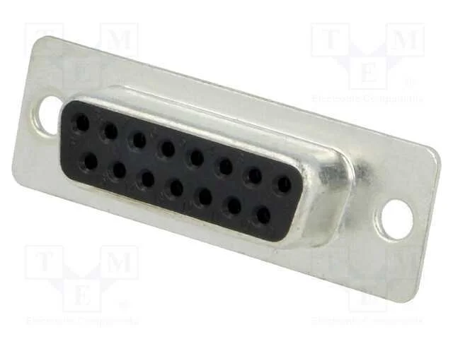 D-Sub, PIN: 15, tomada, fêmea, para PCB, simples,.