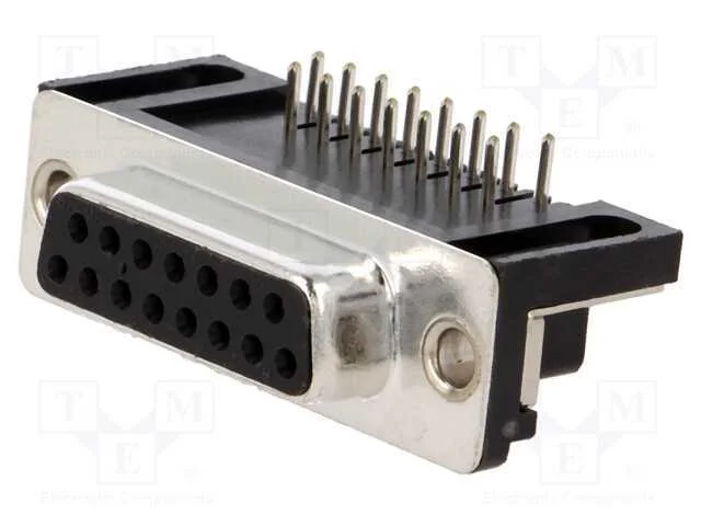 D-Sub, Pin: 15, Tomada, Fêmea, para Pcb, Angulares 90, Tht, 3a, 250v