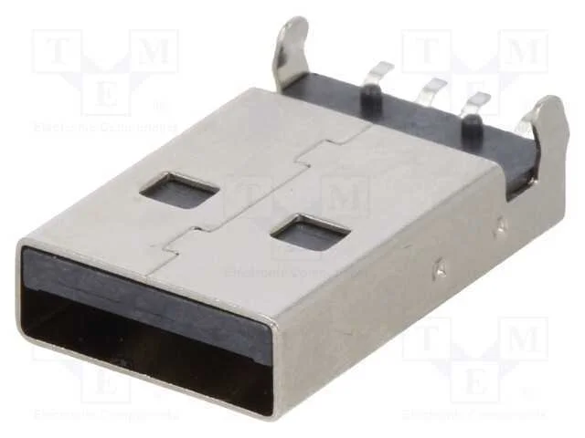 Ficha, USB A, para PCB, SMT, PIN: 4, horizontais,.