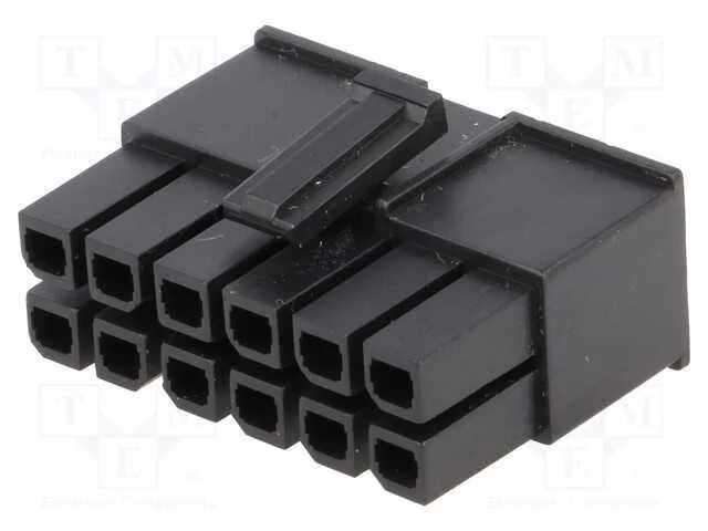 Ficha, Fio-Fio/Placa, Fêmea, Mega-Fit, 5,7mm, Pin: 12, Ul94v-0, 23a