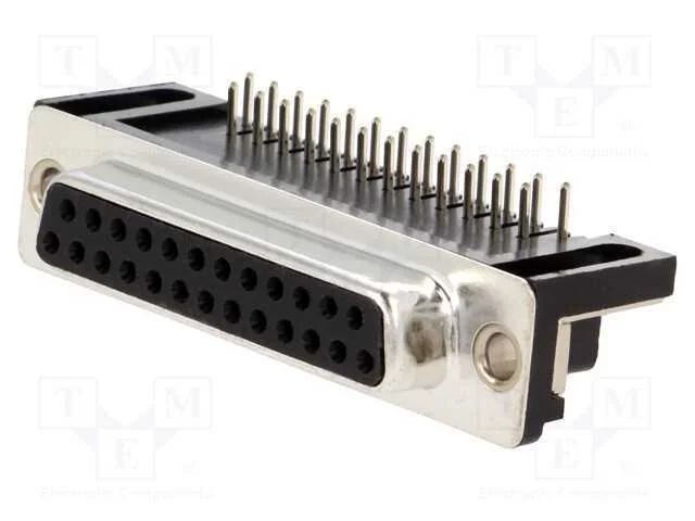 D-Sub, Pin: 25, Tomada, Fêmea, para Pcb, Angulares 90, Tht, 3a, 250v