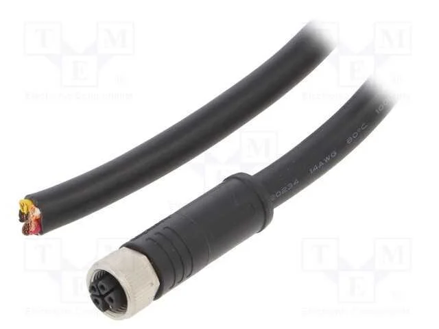 Ficha, M12, Pin: 5, Fêmea, Código K, 1m, Ip67, Simples, Fios