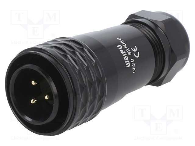 Ficha, SA20, macho, PIN: 3, IP67, 8÷12mm, 25A, so.