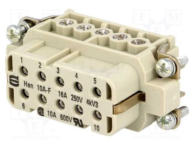 Conector: HDC, fêmea, Han A, PIN: 10, 10+PE, tama.