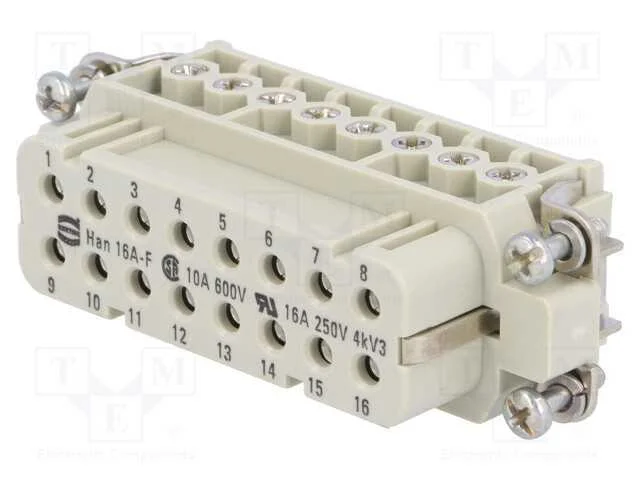 Conector: HDC, fêmea, Han A, PIN: 16, 16+PE, tama.