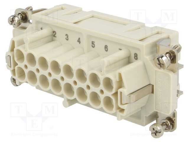 Conector: Hdc, Inserto de Contatos, Fêmea, S-Ep, Pin: 16, 16+Pe