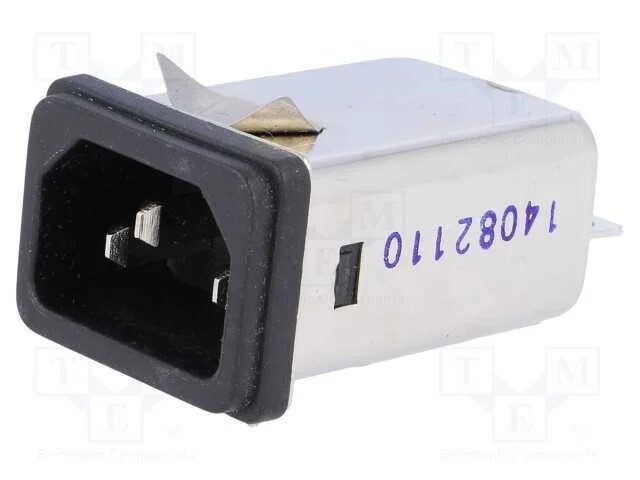 Conector: de alimentação, tomada, macho, 6A, 250V.