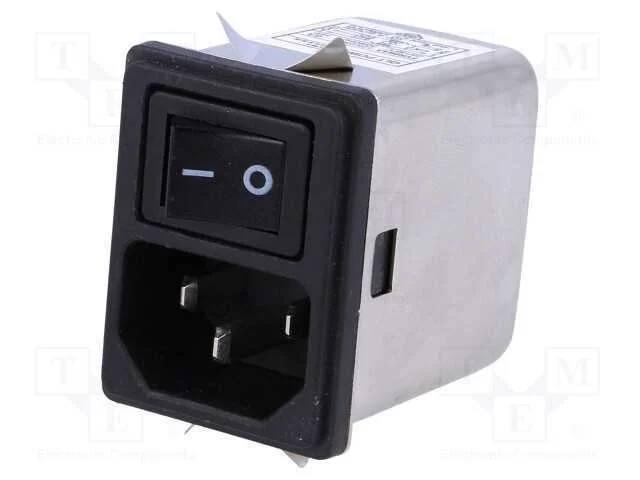 Conector: de alimentação, tomada, macho, 6A, 250V.