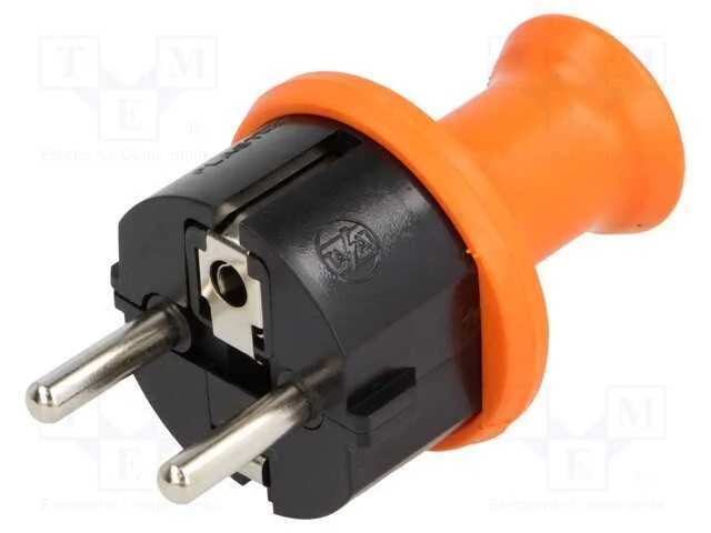Conector: de Alimenta&ccedil;&atilde;o, Macho, Ficha, 2p+Pe, 230vac, 16a, Laranja