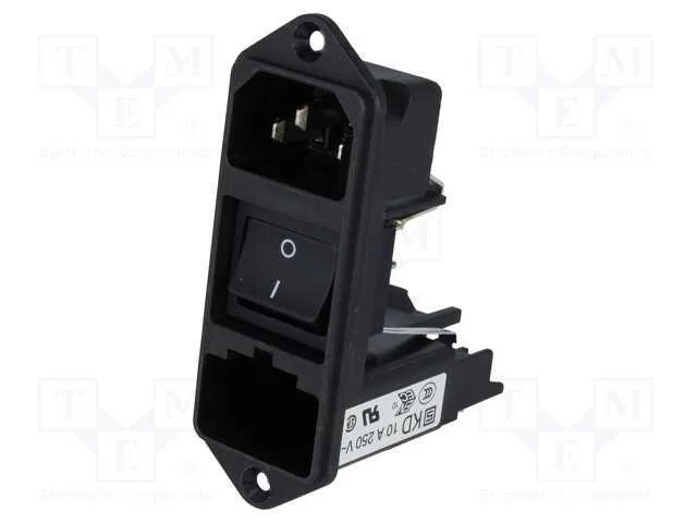 Conector: de alimentação, tomada, macho, 10A, 250.