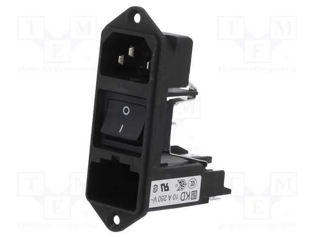 Conector: de alimentação, tomada, macho, 10A, 250.