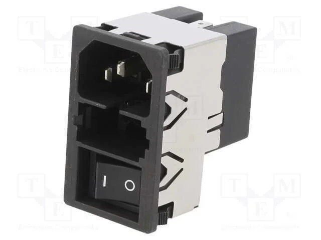Conector: de alimentação, tomada, macho, 6A, 250V.