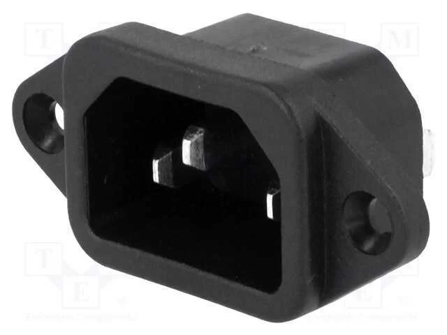 Conector: de alimentação, tomada, macho, 10A, 250.