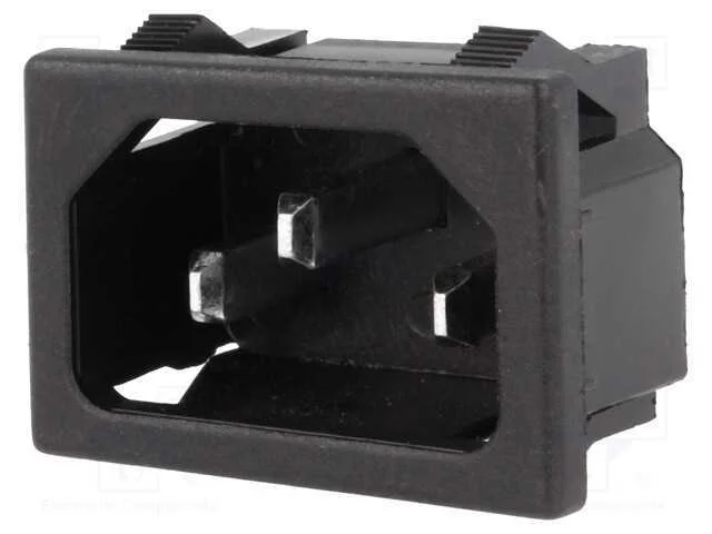Conector: de alimentação, tomada, macho, 10A, 250.