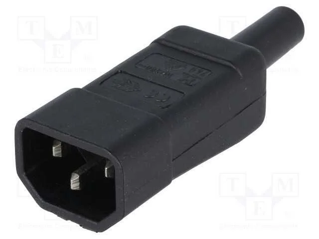 Conector: de alimentação, ficha, macho, 10A, IEC .
