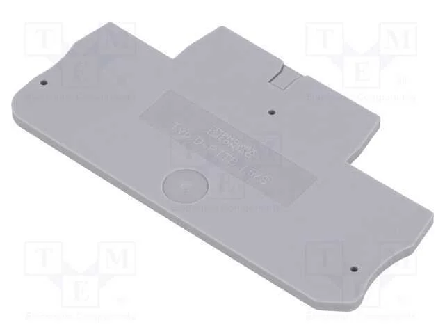 Placa extrema, cinzenta, Larg: 2,2mm, Alt: 34,9mm.