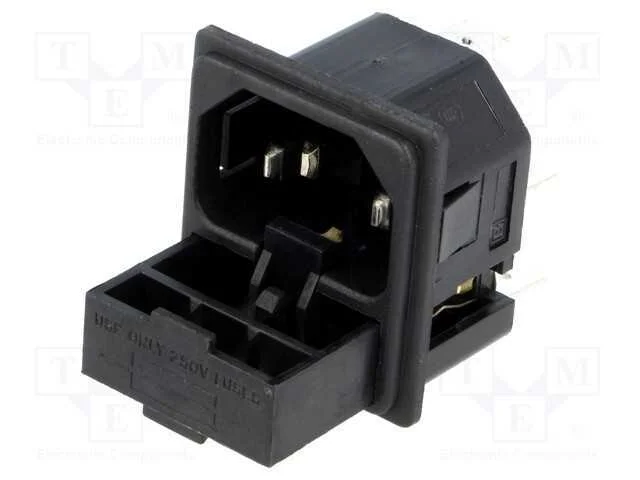 Conector: de alimentação, tomada, macho, 10A, 250.
