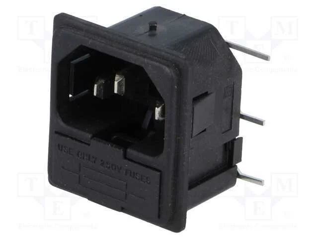 Conector: de alimentação, tomada, macho, 10A, 250.