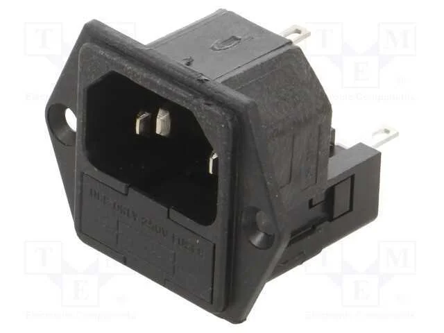 Conector: de alimentação, tomada, macho, 10A, 250.