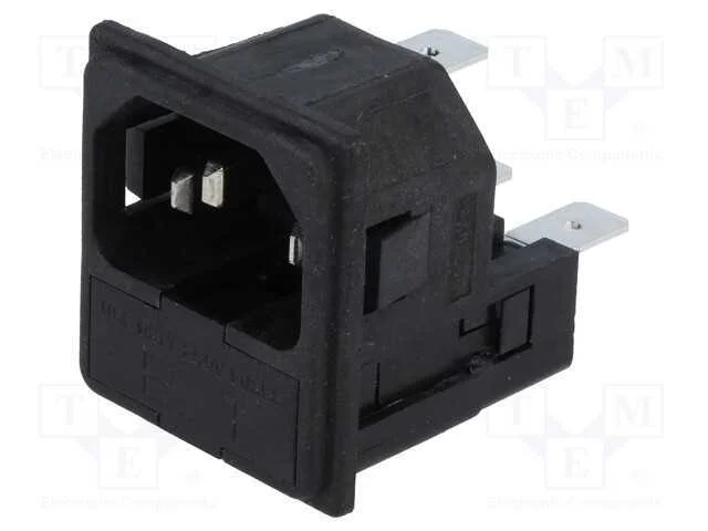 Conector: de alimentação, tomada, macho, 10A, 250.
