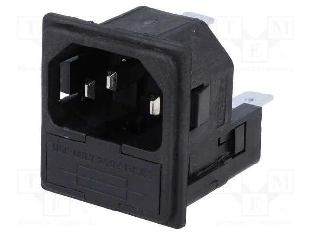 Conector: de alimentação, tomada, macho, 10A, 250.