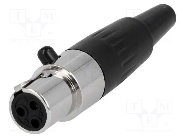 Ficha, Xlr Mini, Fêmea, Pin: 3, com Cabo, Solda, 5a, 0,5mm2, Simples