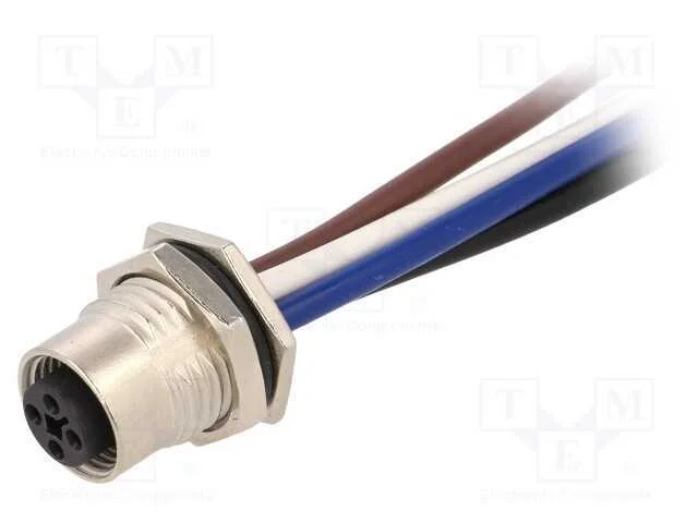 Tomada, M12, PIN: 4, fêmea, código T-Power, fios,.