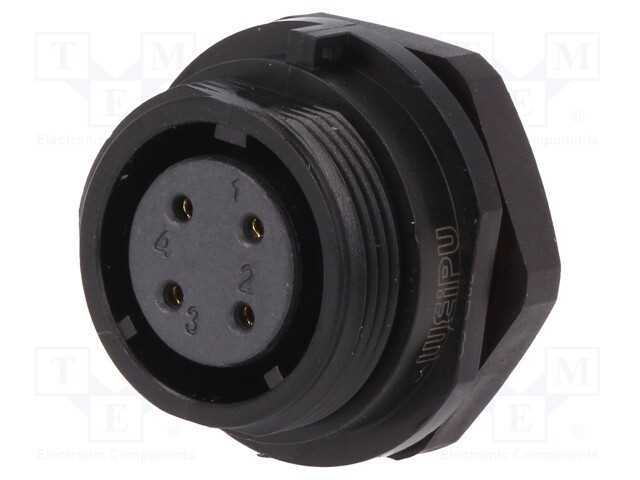 Tomada, SP17, fêmea, PIN: 4, IP68, solda, 500V, 0.