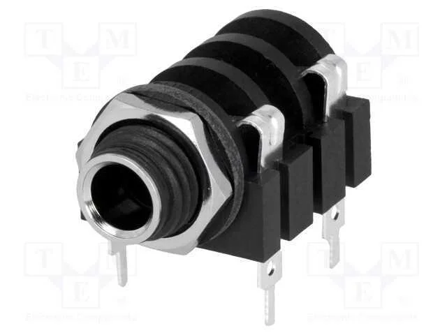 Tomada, Jack 6,3mm, Fêmea, Mono,Com Interruptor Duplo, Faixas: 2
