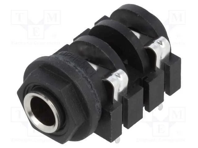 Tomada, Jack 6,3mm, Fêmea, Mono, Faixas: 2, Angulares 90, Tht