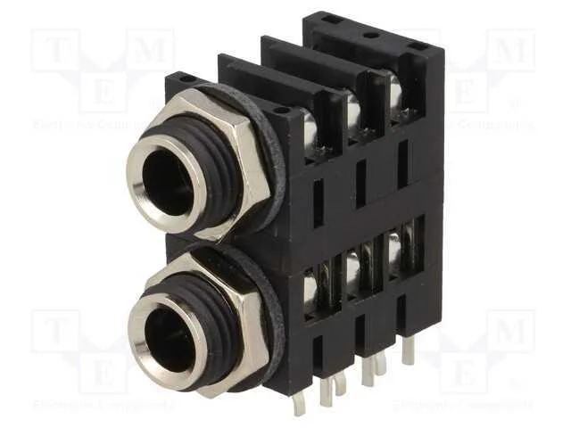 Tomada, Jack 6,3mm, Fêmea, Duplas,Stereo,Com Interruptor Triple