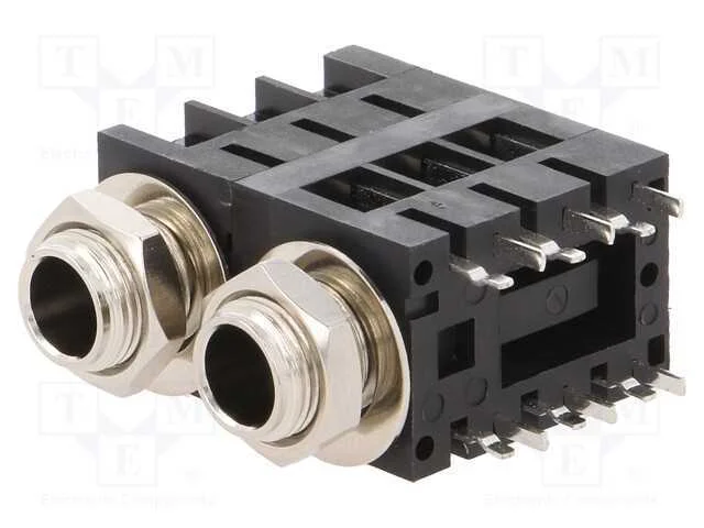 Tomada, Jack 6,3mm, Fêmea, Duplas,Stereo,Com Interruptor Triple