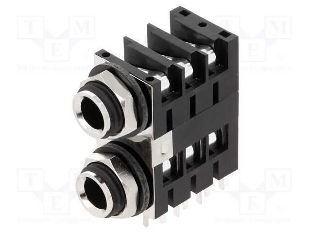 Tomada, Jack 6,3mm, Fêmea, Duplas,Stereo,Com Interruptor Triple