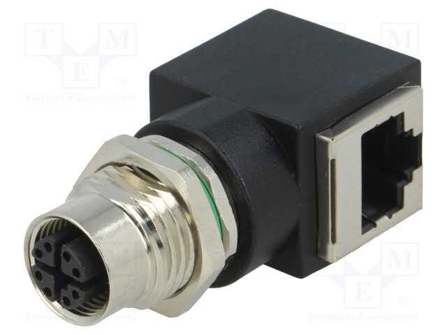 Adaptador, fêmea M12,RJ45 tomada, código X-ProfiN.