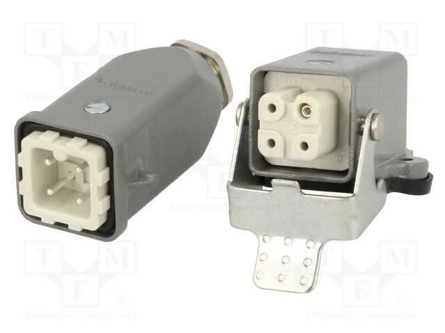 Conector: HDC, macho + fêmea, S-A, PIN: 4, 3+PE, .