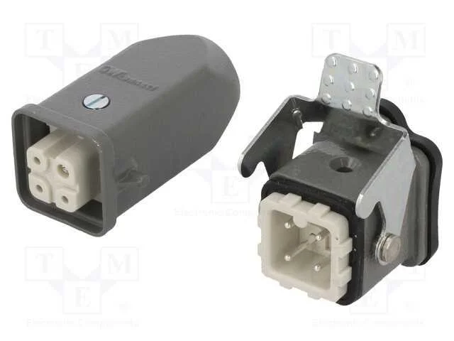 Conector: HDC, macho + fêmea, S-A, PIN: 4, 3+PE, .