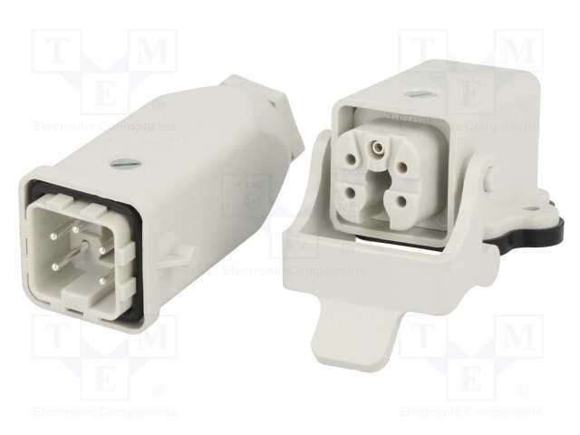 Conector: HDC, macho + fêmea, S-A, PIN: 5, 4+PE, .