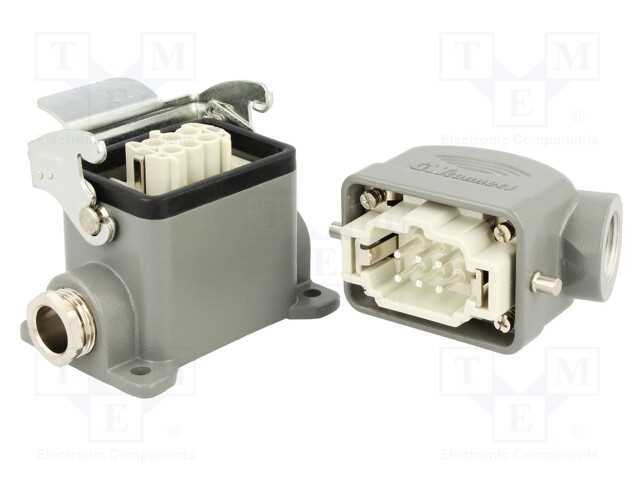 Conector: HDC, macho + fêmea, S-E, PIN: 6, 6+PE, .