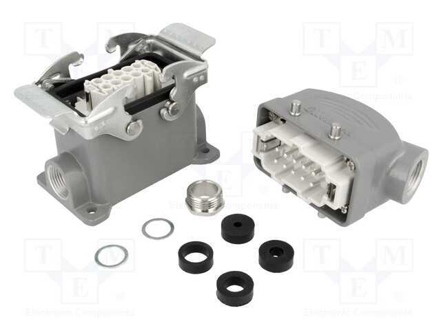 Conector: HDC, macho + fêmea, S-E, PIN: 10, 10+PE.