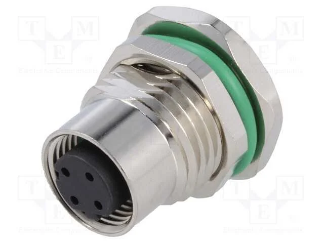 Tomada, M12, Pin: 4, Fêmea, Código D-Ethernet, Tht, Ip67, 250v, 4a