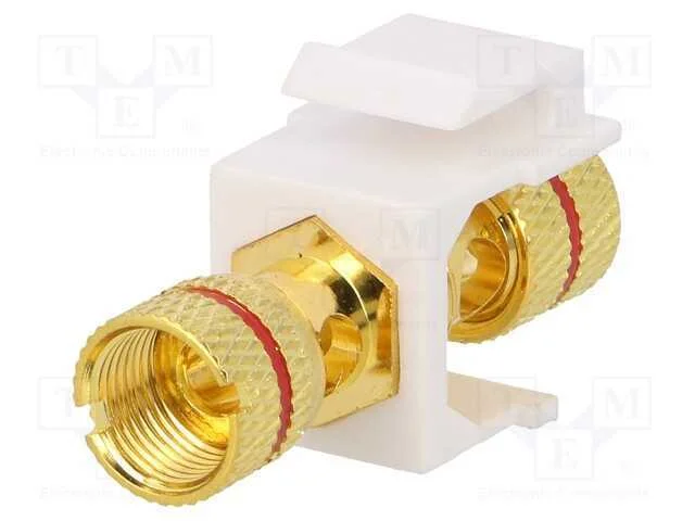 Tomada, Conector, Fêmea X2, Keystone, para Painel,Trinco, Dourado