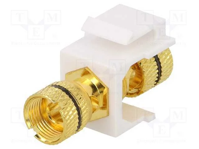 Tomada, Conector, Fêmea X2, Keystone, para Painel,Trinco, Dourado