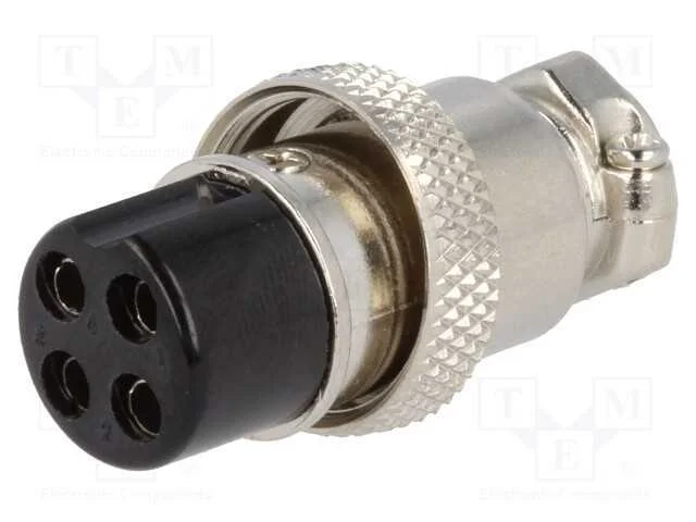 Ficha, de Microfone, Fêmea, Pin: 4, com Cabo, Simples, 6mm