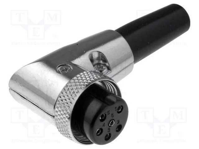 Ficha, de Microfone, Fêmea, Pin: 6, com Cabo, Angulares 90, 6mm