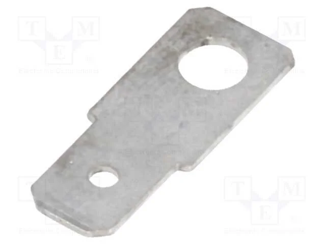 Conetor: Plano, 6,3mm, 0,8mm, Fêmea, M4, Não Isolada, Roscado, Latão
