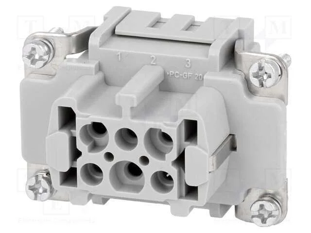 Conector: HDC, fêmea, Han E, PIN: 6, 6+PE, tamanh.