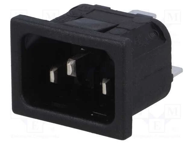 Conector: de alimentação, tomada, macho, 10A, 250.
