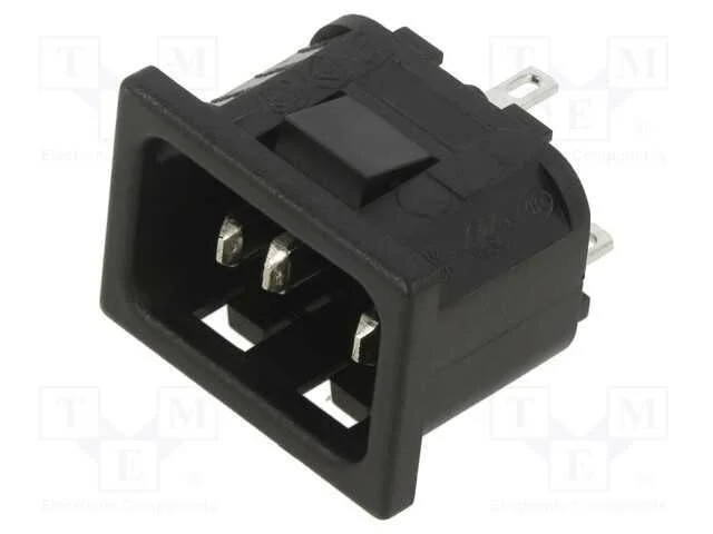 Conector: de alimentação, tomada, macho, 10A, 250.
