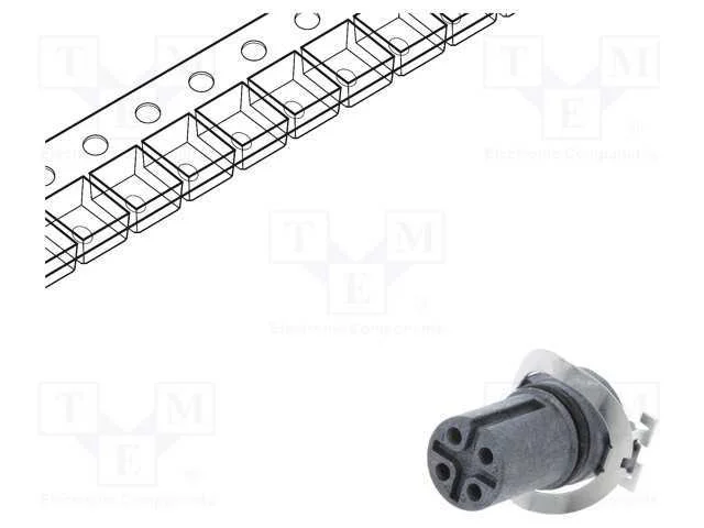 Tomada, M12, Pin: 4, Fêmea, Código A-Devicenet / Canopen, para Pcb